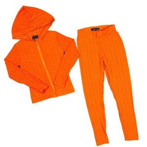 Love University Tik Tok Orange Honeycomb Hoodie & Scrunch Butt Leggings Set